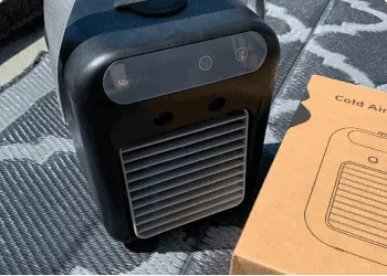 Glacier Breeze customer review - cooler next to its box