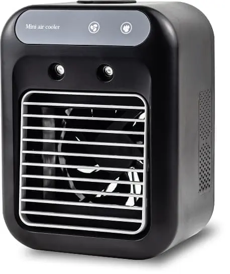 Glacier Breeze cooler front view with control panel - portable evaporative cooler design